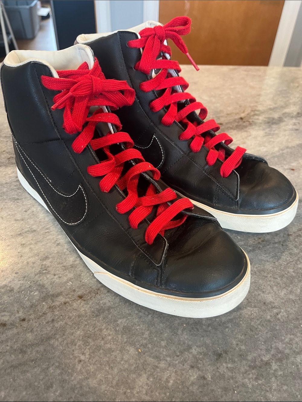 Nike Sweet Classic Black High-Top Sneakers with Red Laces